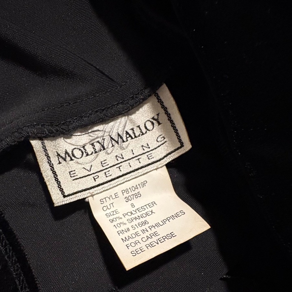 Vintage Molly Malloy Evening Petite Black Velvet Maxi Dress Size 8P 90's formal - Picture 3 of 7
